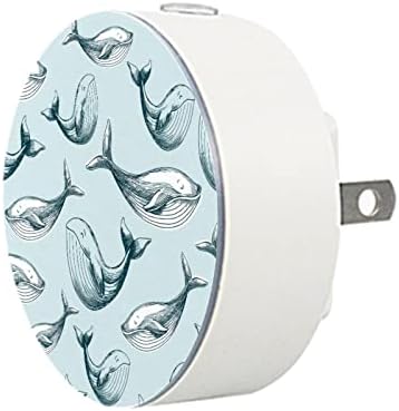 2 pakiranja plug-in noćna svjetla LED noćni lagani kitovi plavi s sumračnim senzorom za dječju sobu, vrtić, kuhinju, hodnik