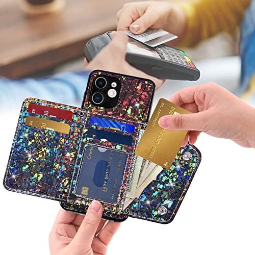 Asuwish futrola za telefon za iPhone 11 6.1 poklopac novčanika sa zaštitnikom zaslona i držačeom kreditnih kartica kože Bling Bling