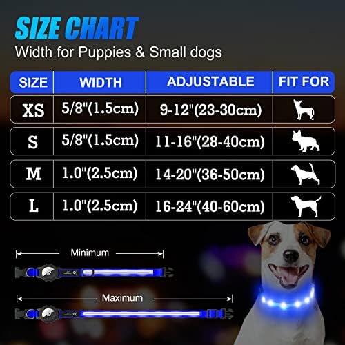 Joytale 11-16 '' Ovratnik za pse i dvostrani reflektirajući uzice s 5 stopa, osvjetljavanje punjive noćne sigurnosti za hodanje kućnog