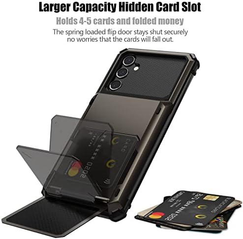 Nvollnoe za Samsung A14 5G futrola s držačem kartice [Store 5 kartica] Dvo sloj teških udara Galaxy Galaxy A14 novčanikom s utora za