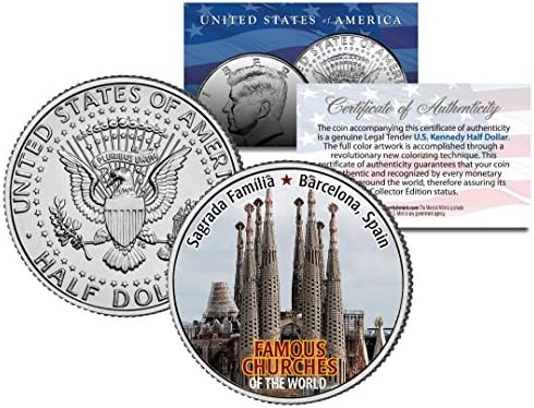 Sagrada Familia poznate crkve Kolekcionar Art Kennedy Pola dolara novčić i certifikat Barcelona Španjolska