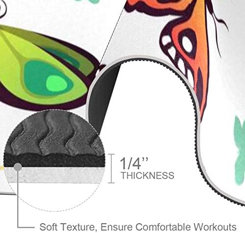 Vrhunska debela prostirka za jogu sa šarenim uzorkom leptira, ekološki prihvatljiva gumena neklizajuća prostirka za zdravlje i fitness