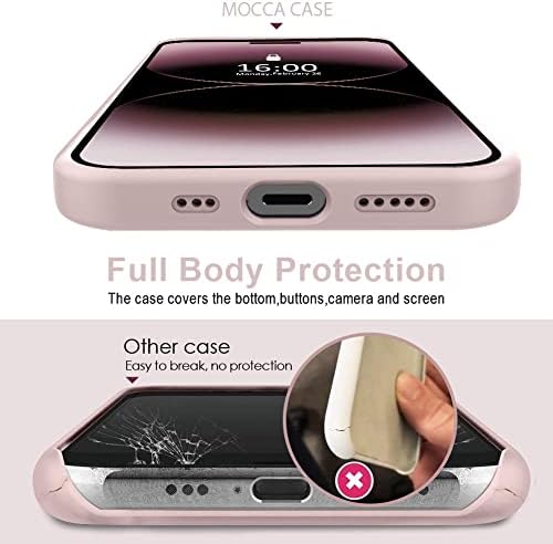 Mocca kompatibilna s iPhone 14 Pro futrolom s postoljem prstena | Super mekana obloga mikrovlakana | Tekući silikonski futrola za borbu
