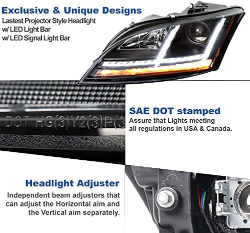 LED prednja svjetla s serijskim projektorom, crna s plavom bojom od 6,25, kompatibilna s izdanjem od 2008. do 2015. godine [za dionice