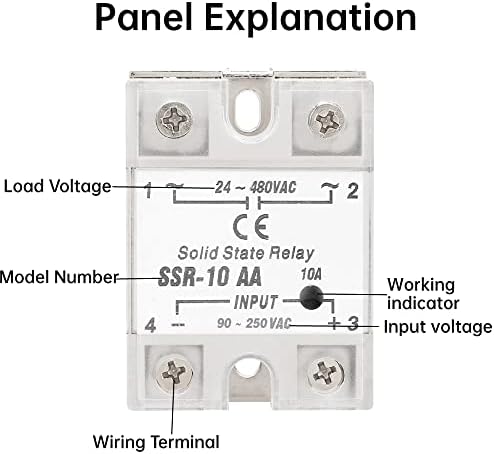 SSR-10 AA 10A modul releja čvrstog stanja, relejni modul, SSR AC-AC ulaz 90-250V AC Izlaz 24-480V AC, za automatizirane industrijske