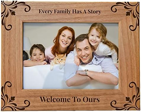 Svaka obitelj ima priču dobrodošlicu našu, ugravirani okvir za fotografije od prirodnog drva odgovara horizontalnom portretu 5x7, okviru