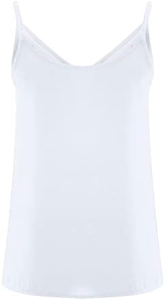 LCZIWO Ženski V vratni tenk Tops Summer Casual Basic Solid Color Cami Tee majice s podesivim naramenicama za špagete