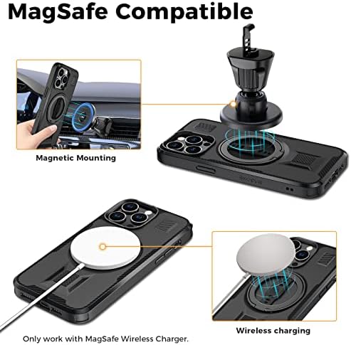 Slučaj Ewa Magone dizajniran za iPhone 14 Pro Max kućište kompatibilan s magsafeom s postoljem prstena, prianjanjem remena, dvostrukim