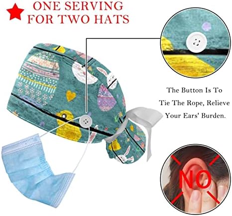 Irolskdnfh Podesive radne kapice s gumbima za žene sretna uskršnja jaja kirurška sestra šeširi 2 paket