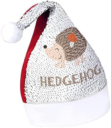 Slatki crtani jež sa šljokicama Božićni Šeširi Božićni šešir Djeda Božićnjaka za odrasle kostim za zabavnu božićnu zabavu Beanie Beanie