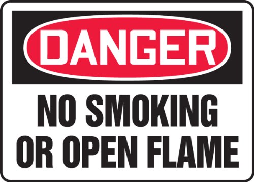 Accuform MSMK120VP Plastični sigurnosni znak, Opasnost bez pušenja ili otvorenog plamena, 7 Duljina x 10 Širina x 0,055 Debljina, crvena/crna