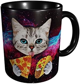 Ulquieor Space Cat Pizza Slatke šalice za kavu za žene muškarci 12 unci čaj Kakaa keramička šalica Prijatelji cool gadgeti Personalizirani