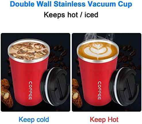 12 oz, vakuum od nehrđajućeg čelika - izolirani kava - Putnička šalica za izlijevanje poklopca - The Termos Cup za zadržavanje vruće/ledene