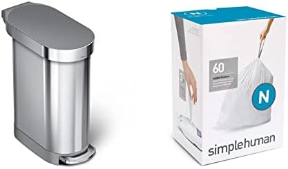 SimpleHuman 45 litara / 12 galona tanko bez ruku kuhinja za smeće, brušeno plastičnim poklopcem i CW0262 3 x paquete de 20 Bolsas de
