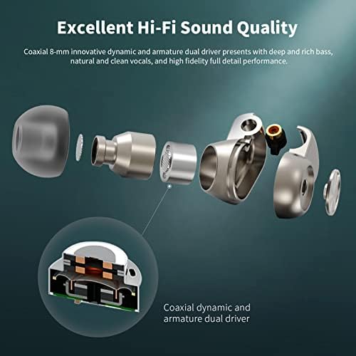 Soundmagic E90C ožičene ušne uši s mikrofonom - koaksijalni dvostruki vozač u ušima monitor slušalice hifi stereo uši kuke iem slušalice