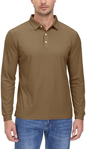 Tacvasen muški golf polo majice Brze suhe vlage Wicking Lagana ležerna košulja s dugim rukavima s 3-butama