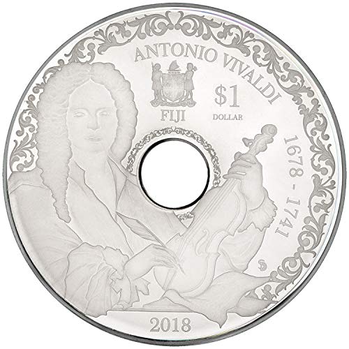 2018 de Modern Commorative Powercoin Antonio Vivaldi Reproduciran CD dokaz srebrni novčić 1 $ Fidži 2018 dokaz