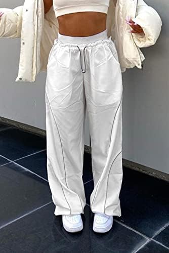 Jeaamksser padobranske hlače za žene vrećasto nisko uspon široke noge Teretne hlače s džepovima