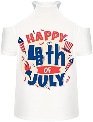 4. srpnja vrhovi za žene Patriotske košulje s kratkim rukavima Patriotska košulja V vrat Halter majice