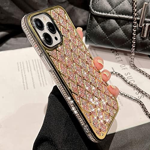 Linyune za iPhone 13 Slučaj, ručno izrađeno luksuzno dijamantno ogledalo hibridni slučaj za žene djevojke, zabava Sparke Shiny Crystal