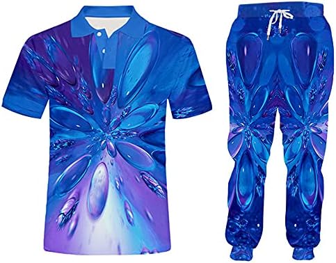 3D Hoodie Set Blue Art Graphic Sportswear Muška Polo majica jakna Sportska odjeća