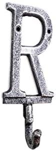 Hampton nautički rustikalno srebro od lijevanog željeza slova R abeceda zidna kuka 6 - dekor kućnog zida - DEC
