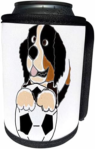 3Drose - All Smiles Art kućni ljubimci - smiješni slatki Bernese Mountain pas koji igra nogomet - može hladiti omot za boce