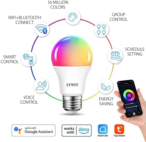 Pametna žarulja LVWIT BR30 A19 RGB s promjenjivim bojama led multi-boji žarulje promjenjive ona Wi-Fi Baza E26, kompatibilan sa Alexa,
