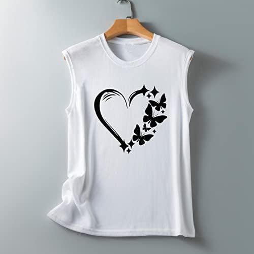 Ženske ljetne vrhove bez rukava Halter Racerback Love Heart Print Osnovne majice za tinejdžere Cami tenk vrhovi plaže bluze prsluci