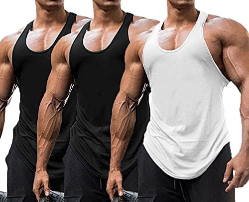 Babioboa muških 3 paketa teretana za vježbanje tenk vrhovi y-back mišića mišića Stringer bodybuilding majice bez rukava bez rukava