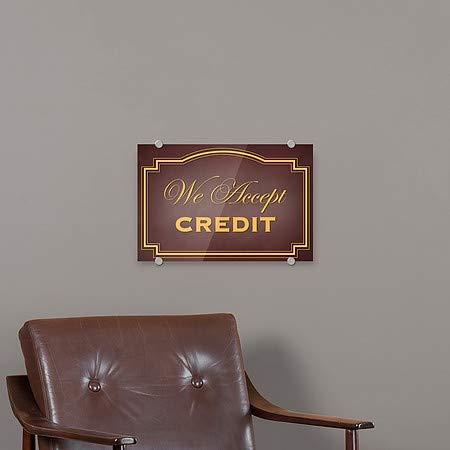 CGSIGNLAB | Prihvaćamo Credit -Classic Brown Premium akrilni znak | 18 x12