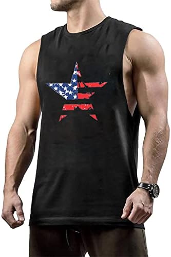 Fiscrat američka zastava zvijezda tenk vrhovi muškarci 4. srpnja Patriotske majice USA zastave grafički mišićni majica bez rukava bez