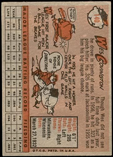 1958. Topps 140 Wes Covington Milwaukee Braves VG/EX+ Braves