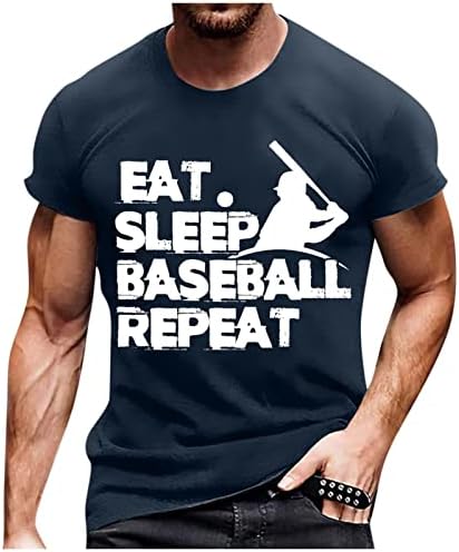 Muški ljetni kratki rukavac okrugli vrat Vintage bejzbol slovo za tisak košulje pulover vrh