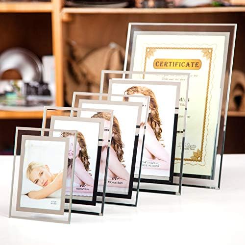 CQ akrilni stakleni okvir za slike od 3,5x5, srebrni zrcali za stalak za prikaz fotografija na stolu, pakiranje od 2