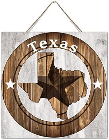 Rustikalni umjetnički ukras Drveni znakovi Texas Lone Star Map Motivacijska zidna umjetnost Wood Plaket Znak 12x12 inčni boho geometrijski