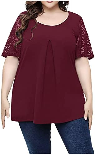 Košulja Žene jesena ljetna odjeća čipka s kratkim rukavima Pamuk Osnova Osnovna majica za djevojčice Q2 Q2