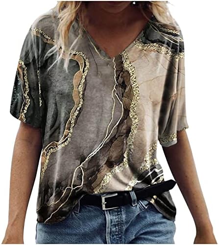 Gornja majica za žensku ljetnu jesensku odjeću y2k kratki rukav pamuk vneck grafička majica ne br