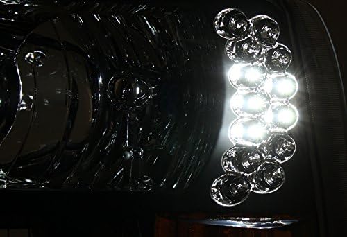 2pcs LED prednja svjetla od crnog jantara + svjetla odbojnika kompatibilna s izdanjem od 1500 do 2001-2006, crno kućište s prozirnim